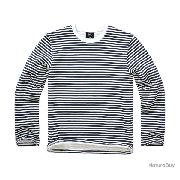 Sweat Brandit Marine en coton molleton gratt� col rond - Bleu Marine / Blanc / 2XL