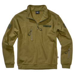 Sweat Brandit Tactical Troyer molleton gratt&eacute; capuche - Vert olive / 5XL