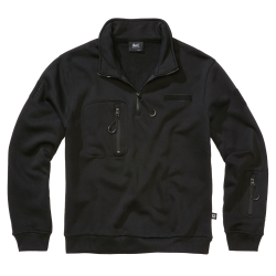 Sweat Brandit Tactical Troyer molleton gratt&eacute; capuche - Noir / 2XL