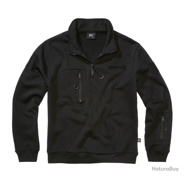 Sweat Brandit Tactical Troyer molleton gratt� capuche - Noir / 3XL