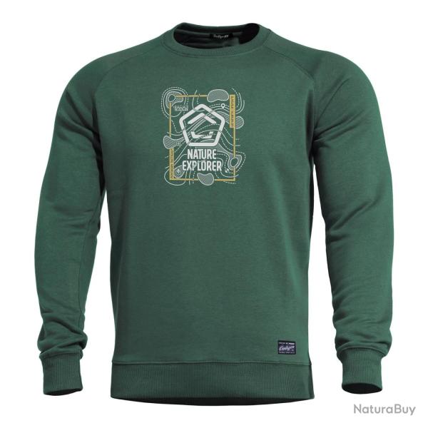 Sweat Pentagon Hawk Nature Explorer coton-polyester envers - Vert Springbok / L