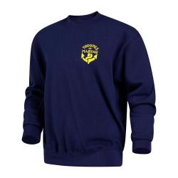 Sweat-shirt Ares Troupes de marine logo TDM floqu&eacute; col rond - Bleu marine / XL
