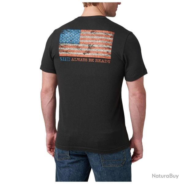 T-shirt American Flag 5.11 Tactical jersey coton polyester - Noir / XL