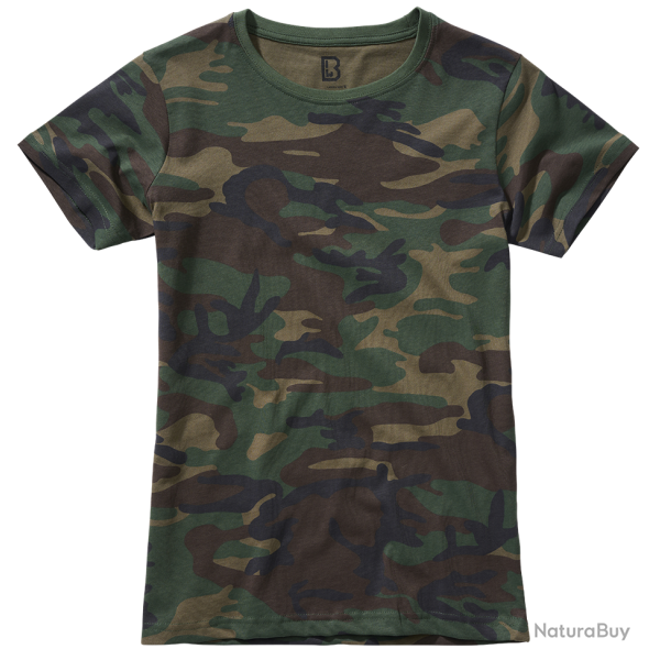 T-shirt Brandit coupe femme en coton 160 g par m� col rond - Woodland / XL