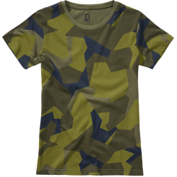 T-shirt Brandit coupe femme en coton 160 g par m&sup2; col rond - M90 Swedish Camo / XL