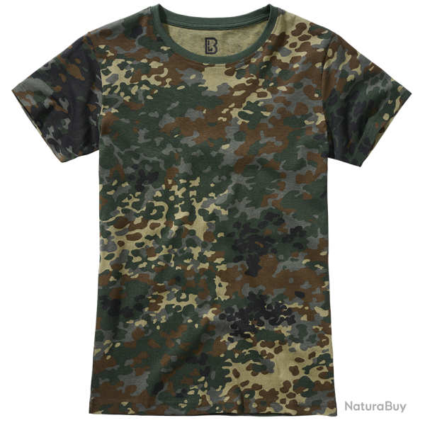 T-shirt Brandit coupe femme en coton 160 g par m� col rond - Flecktarn / XS