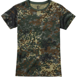 T-shirt Brandit coupe femme en coton 160 g par m&sup2; col rond - Flecktarn / XL