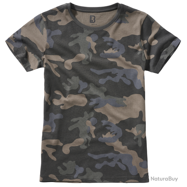 T-shirt Brandit coupe femme en coton 160 g par m� col rond - Dark Camo / XL