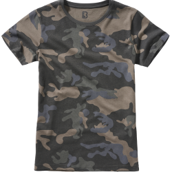 T-shirt Brandit coupe femme en coton 160 g par m&sup2; col rond - Dark Camo / 2XL