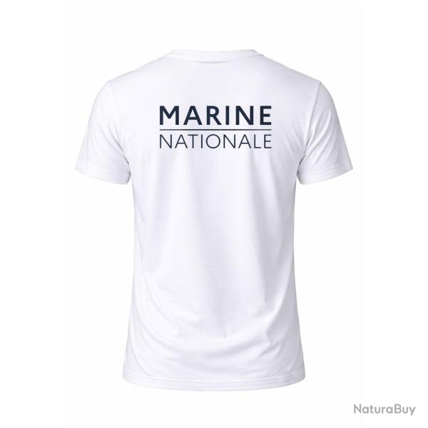 T-shirt imprim� Marine Nationale en coton peign� 150 g/m� - Blanc / L