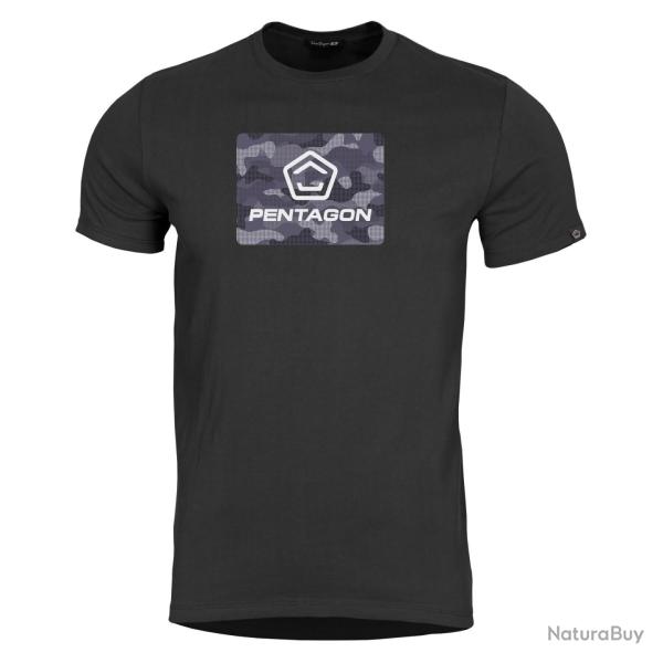 T-shirt imprim� Pentagon Ageron Spot Camo coton 190 g/m� - Noir / 2XL