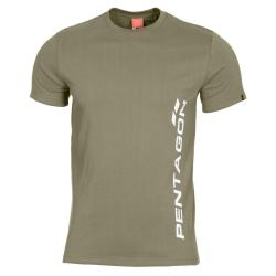 T-shirt imprim&eacute; Pentagon Vertical en coton ring-spun 190 g/m&sup2; - Vert olive / M