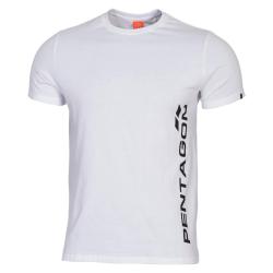 T-shirt imprim&eacute; Pentagon Vertical en coton ring-spun 190 g/m&sup2; - Blanc / L