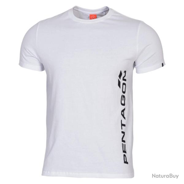 T-shirt imprim� Pentagon Vertical en coton ring-spun 190 g/m� - Blanc / L
