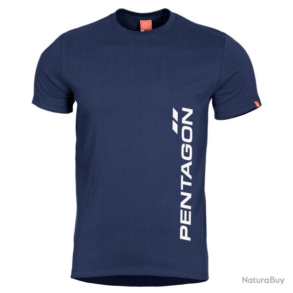 T-shirt imprim� Pentagon Vertical en coton ring-spun 190 g/m� - Bleu nuit / M