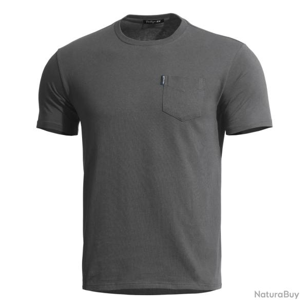 T-shirt Pentagon Ageron � poche poitrine en coton ring-spun - Gris loup / XS