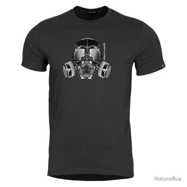 T-shirt Pentagon Ageron Gas Mask 190 g/m� coton fil� - Noir / XS