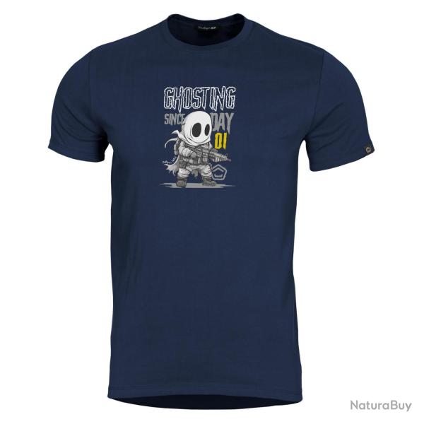 T-shirt Pentagon Ghosting imprim� en coton fil� - Bleu nuit / S