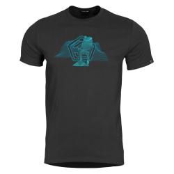 T-shirt Pentagon Wireframe imprim&eacute; en coton fil&eacute; - Noir / XL
