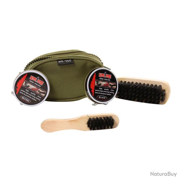 Trousse de cirage Ares format d�placement deux brosses - Kaki