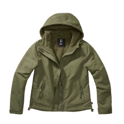 Veste coupe-vent Brandit coupe femme doubl&eacute;e polaire capuche - Vert olive / XS