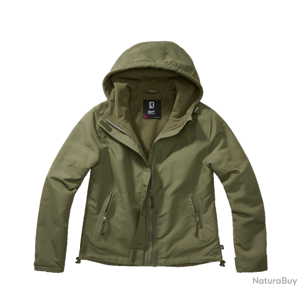 Veste coupe-vent Brandit coupe femme doubl�e polaire capuche - Vert olive / 2XL