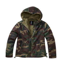 Veste coupe-vent Brandit coupe femme doubl&eacute;e polaire capuche - Woodland / 2XL