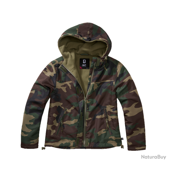 Veste coupe-vent Brandit coupe femme doubl�e polaire capuche - Woodland / 2XL