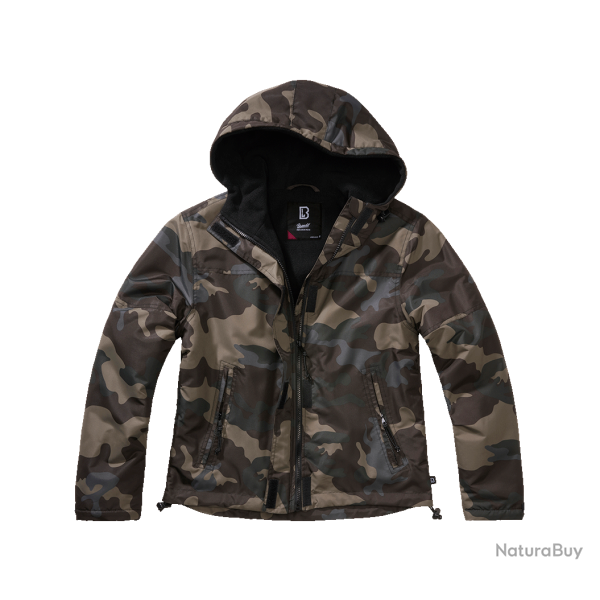 Veste coupe-vent Brandit coupe femme doubl�e polaire capuche - Dark Camo / XS