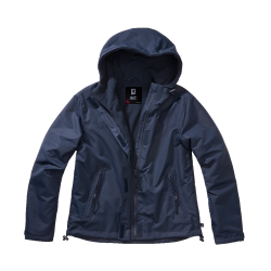 Veste coupe-vent Brandit coupe femme doubl&eacute;e polaire capuche - Bleu Marine / 4XL