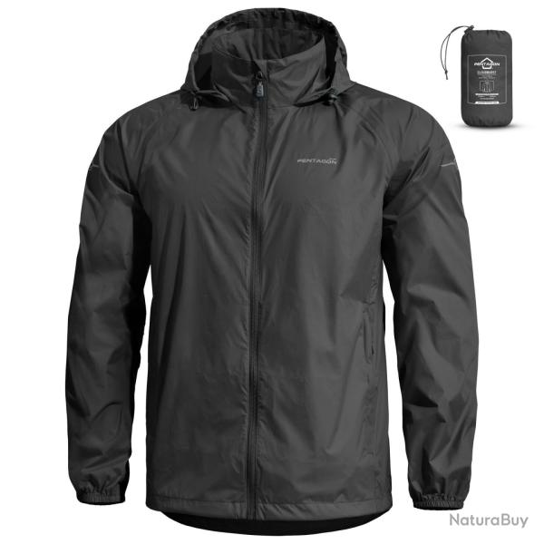 Veste de pluie homme Pentagon Cloudburst compactable nylon - Noir / L