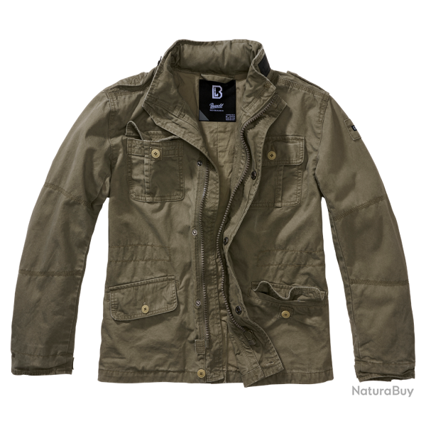 Veste enfant Brandit Britannia coton capuche dans le col cinq - Vert olive / 122/128 cm