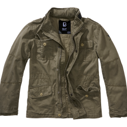 Veste enfant Brandit Britannia coton capuche dans le col cinq - Vert olive / 170/176 cm