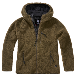Veste polaire Brandit coupe femme &agrave; capuche maille peluche - Vert olive / S