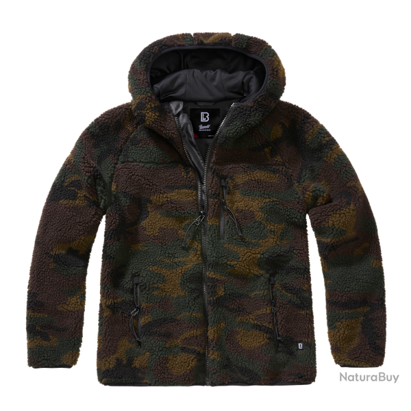 Veste polaire Brandit coupe femme � capuche maille peluche - Woodland / 3XL