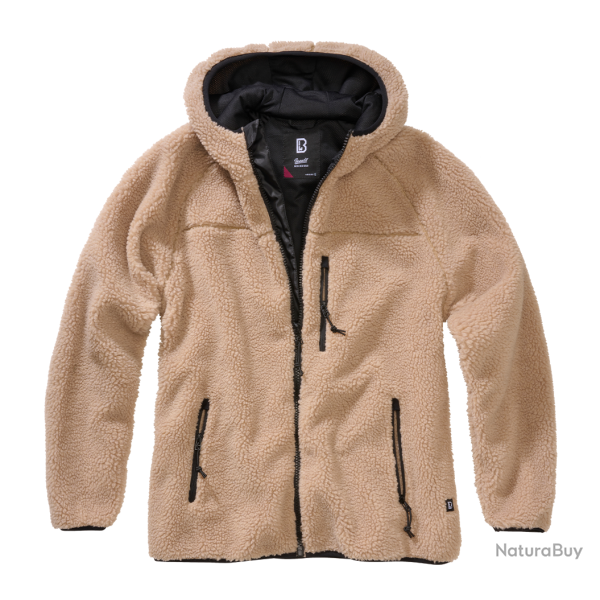 Veste polaire Brandit coupe femme � capuche maille peluche - Camel / 2XL