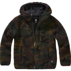 Veste polaire enfant Brandit Teddyfleece &agrave; capuche - Woodland / 158/164 cm