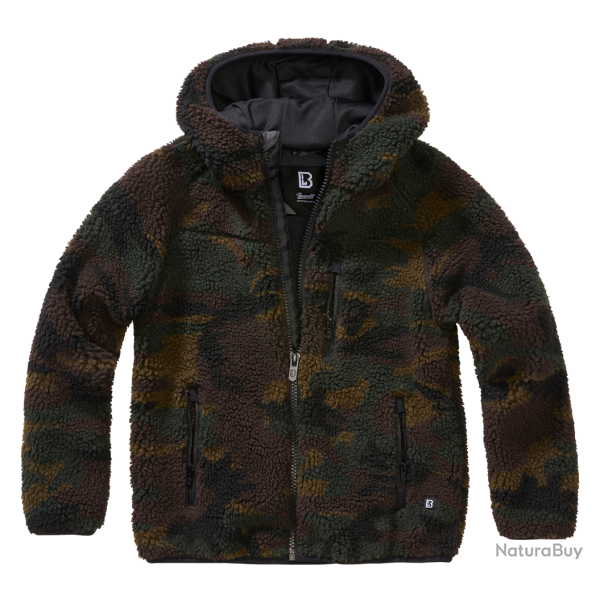 Veste polaire enfant Brandit Teddyfleece � capuche - Woodland / 170/176 cm