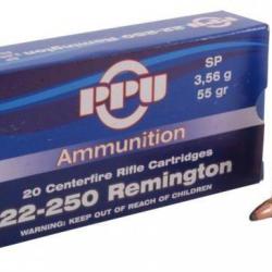 PARTIZAN CARTOUCHES CAL. .22-250 Remington 55 Grs. SP 1 boite ( 20 munitions)