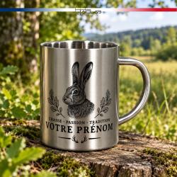 Tasse de chasse personnalis&eacute;e en inox 300 mL (li&egrave;vre)