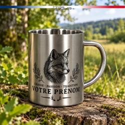 Tasse de chasse personnalis&eacute;e en inox 300 mL (renard)