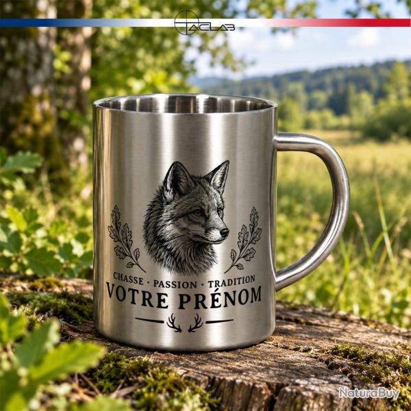 Tasse de chasse personnalis�e en inox 300 mL (renard)