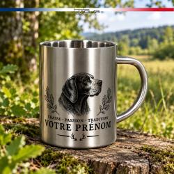 Tasse de chasse personnalis&eacute;e en inox 300 mL (chien)