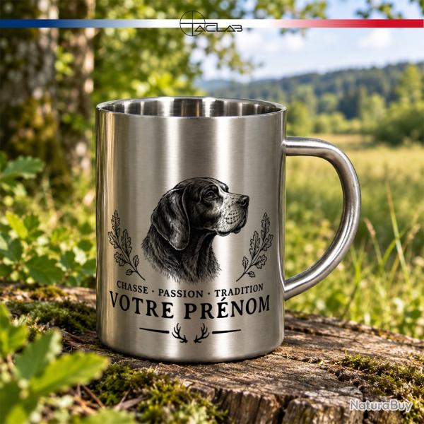 Tasse de chasse personnalis�e en inox 300 mL (chien)