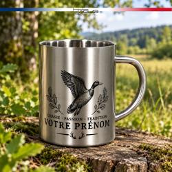 Tasse de chasse personnalis&eacute;e en inox 300 mL (canard)