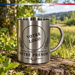 Tasse de chasse personnalis&eacute;e en inox 300 mL (votre logo)