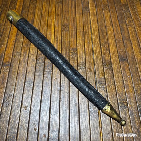 FOURREAU CUIR A DEUX GARNITURES LAITON POUR DAGUE - POIGNARD - COUTEAU DU XlX �ME si�cle