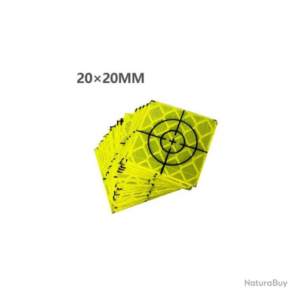 Cible jaune fluo 60x60mm autocollant 100 pcs - 20X20 mm