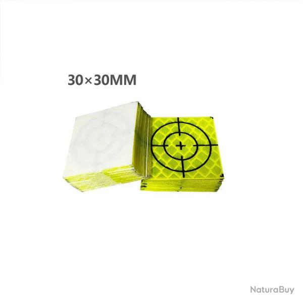 Cible jaune fluo 60x60mm autocollant 100 pcs - 30X30 mm