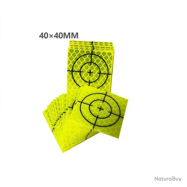 Cible jaune fluo 60x60mm autocollant 100 pcs - 40X40 mm
